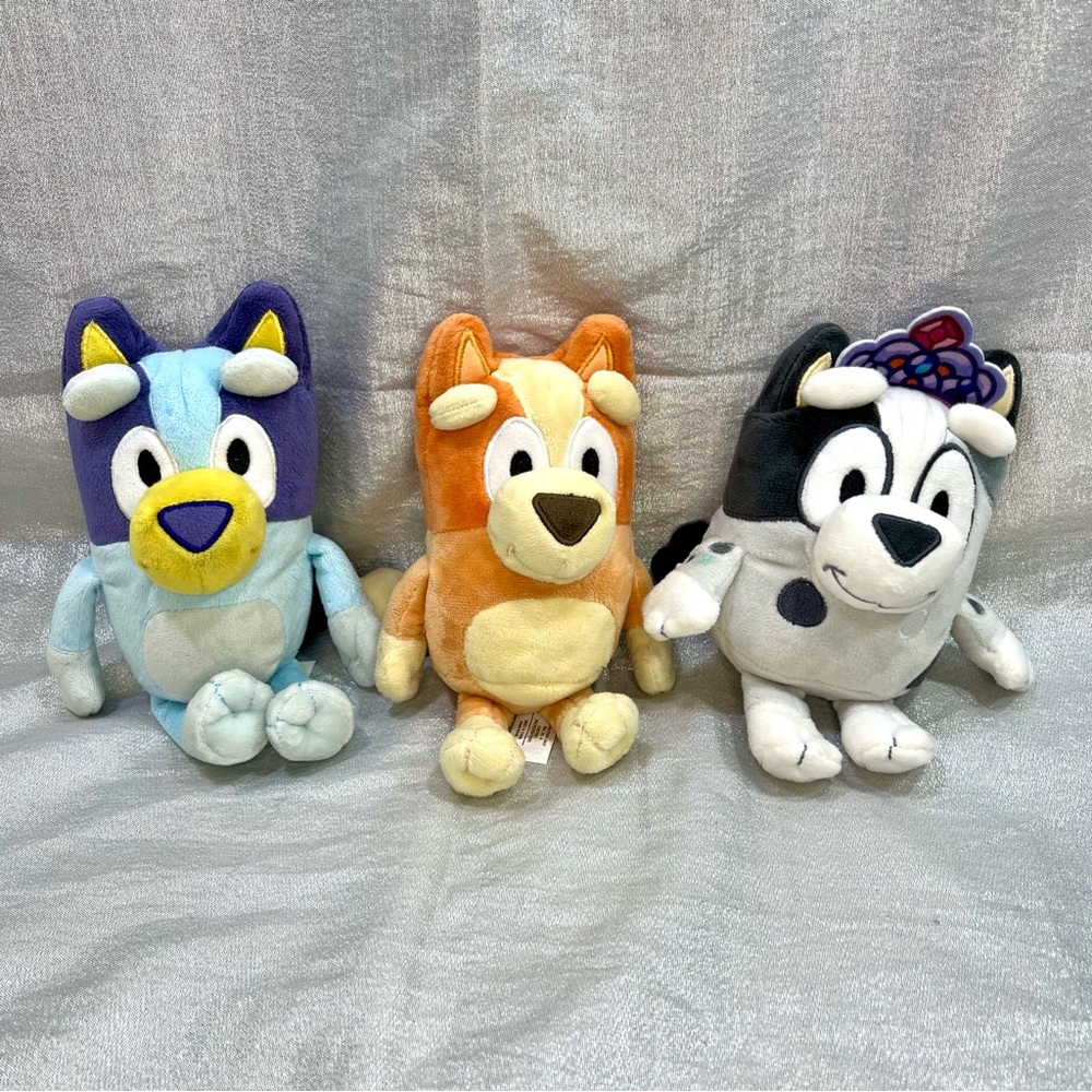 BLUEY and Friends - 3 Plush Set, Bluey, Bingo and Princess Muffin